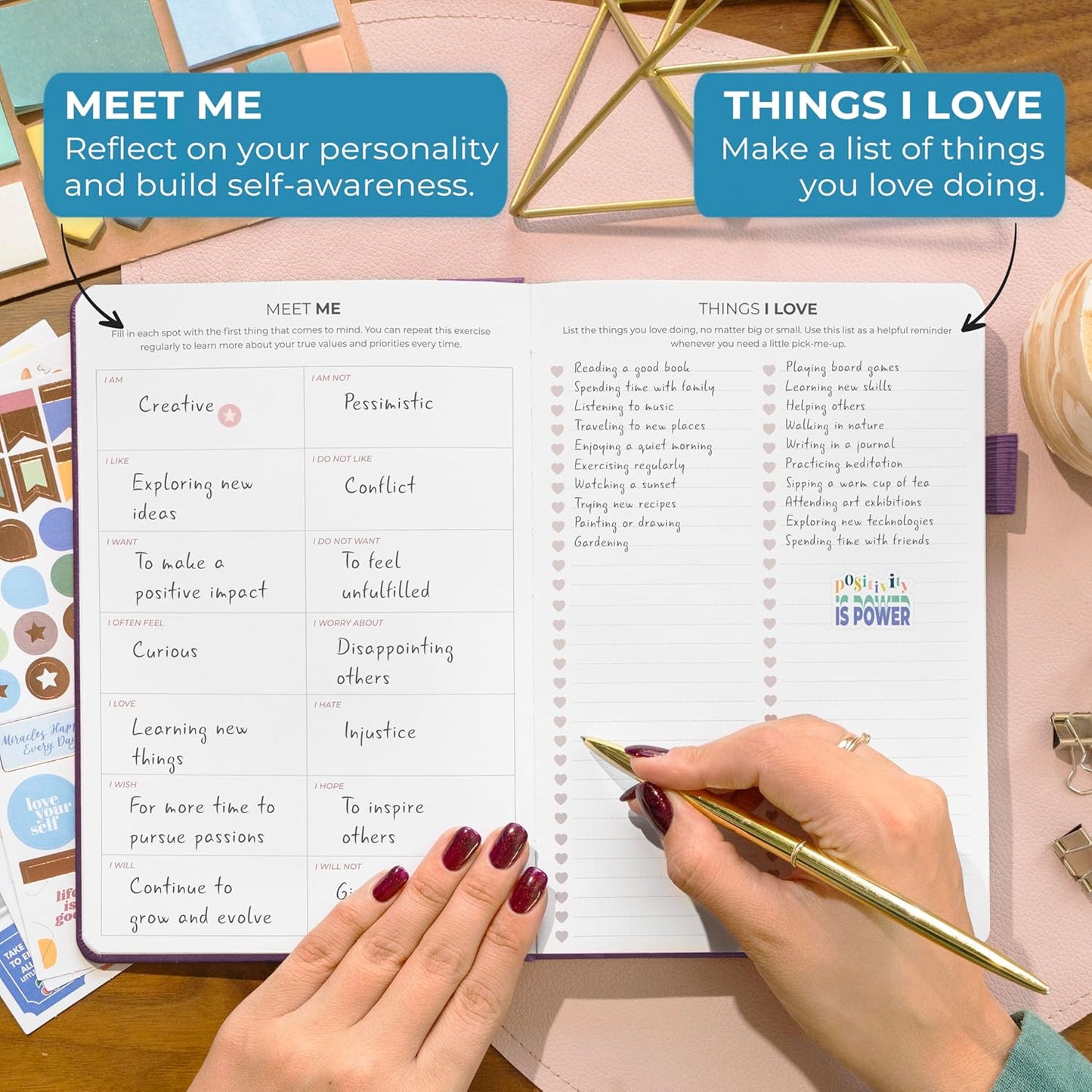 Clever Fox Happiness Notebook – Daily Positivity Journal for Women with Prompts & Positive Quotes – Affirmation & Self Esteem Gifts (Purple)