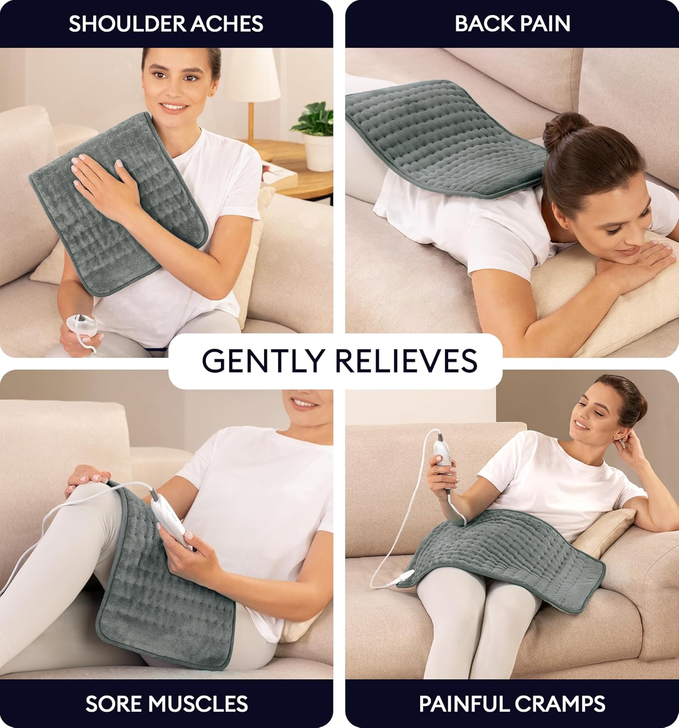 GENIANI Electric Throw - Heating Pad for Back Pain & Cramps Relief - Auto Shut Off, Machine Washable, Moist Heat Pad for Neck & Shoulder - Birthday Gift for Women, Extra Large 24 x 12 inches