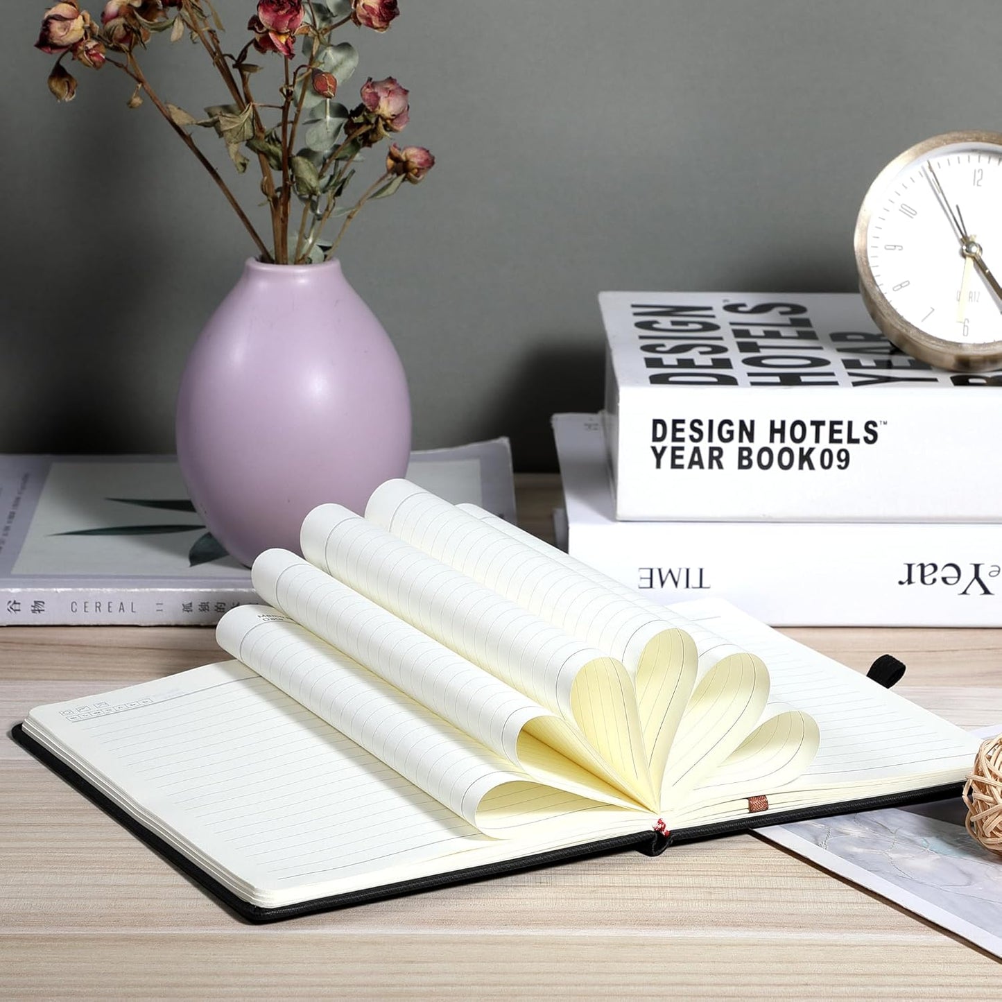 CAGIE Lined Journal Notebook for Work, Hardcover Notebook Journal with Pen Loop, A5 Notebook Journal Cover, Medium 5.7" x 8.3", (Gray Ruled), Gifts