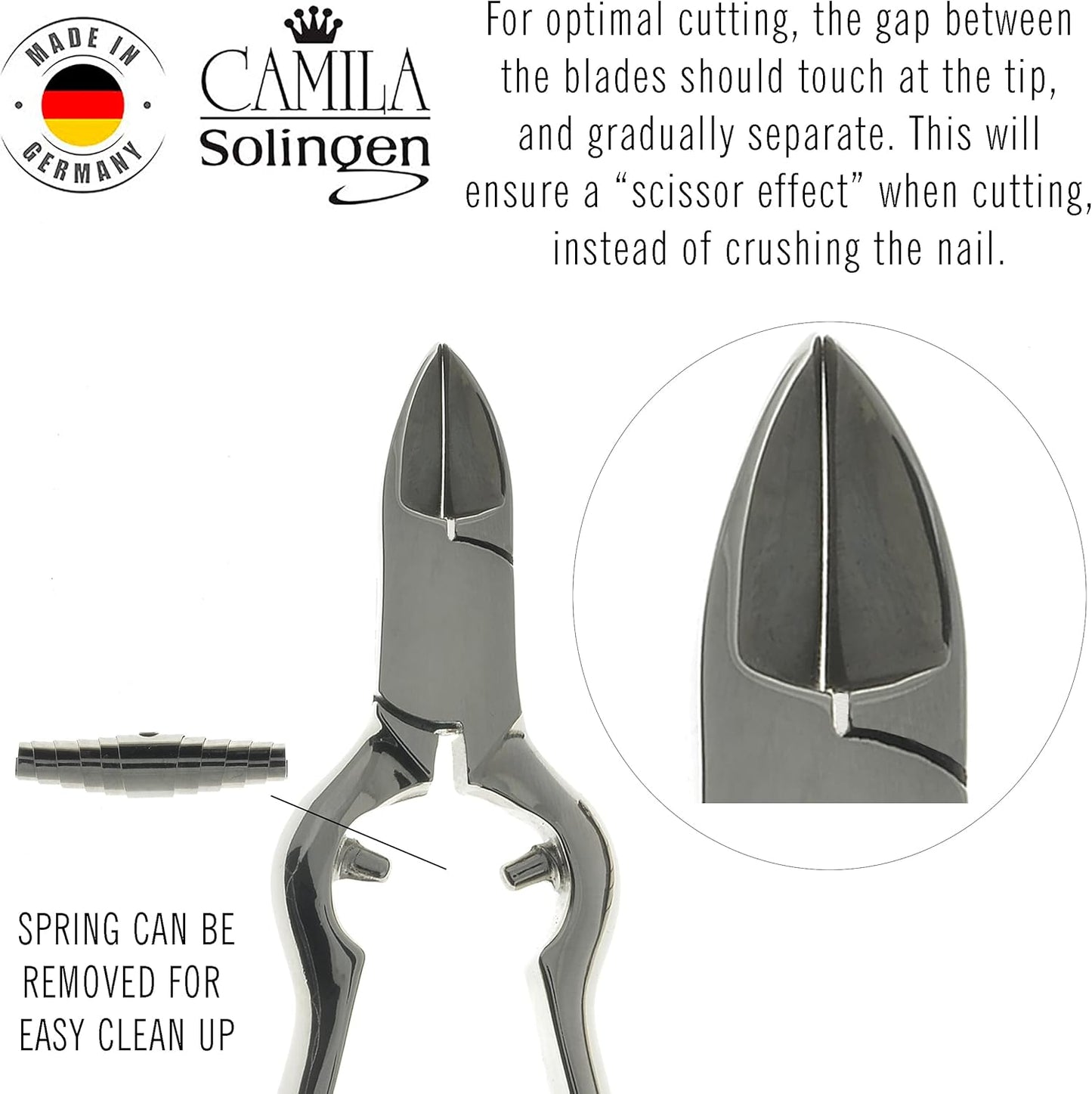 CS13 Large Heavy Duty Toe Nail Clipper for Thick Toenails, Manicure & Pedicure, Double Barrel Spring. Super Sharp Trimmer Curved Stainless Steel 20mm Blade Made in Solingen, Germany