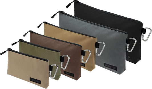 COREFLEX Premium Tool Pouch Zipper Bag, Small Tool Bag, Multipurpose Storage pouch, Heavy duty Flat Bottom Tool bag with YKK Zipper (6 pack Combo mixed size)