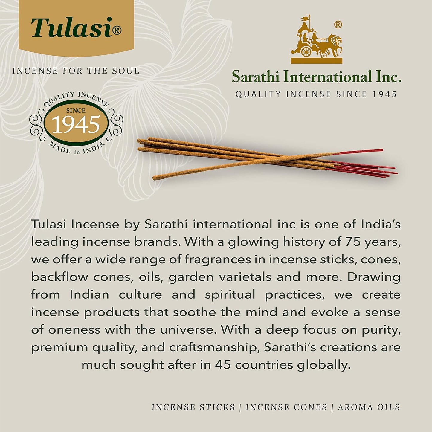 Tulasi Premium Aromatherapy Incense Sticks - Energising, Relaxing, Refreshing, Sensuality, Meditation & Stress Relief Mixed Scents, Hand Rolled with Natural Oils 120 Incense Sticks, 6 in 1 Gift Pack