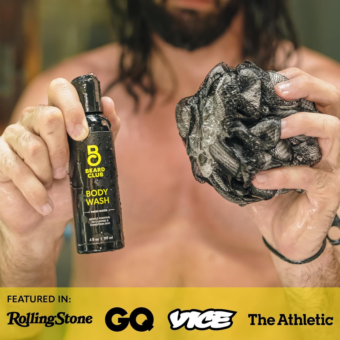 The Beard Club Premium Exfoliating Loofah Sponge - Soft Shower Body Scrubber for Men & Women, Large Bath Loofah for Luxurious Skin Care, Durable Shower Pouf & Bathing Accessories in Stylish Design