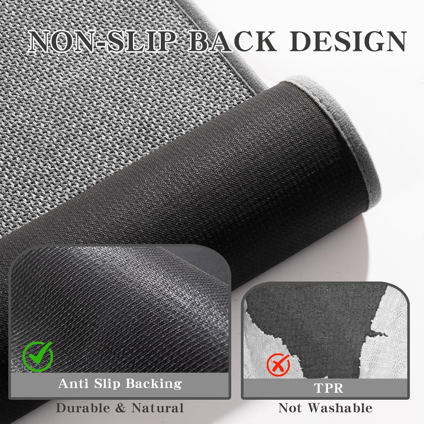 chakme Bathroom Rugs Mat 32x17, Ultra Thin Non Slip Bath Mat Quick Dry Absorbent Bath Mat for Bathroom Floor, (Dark Grey, 32"x17")