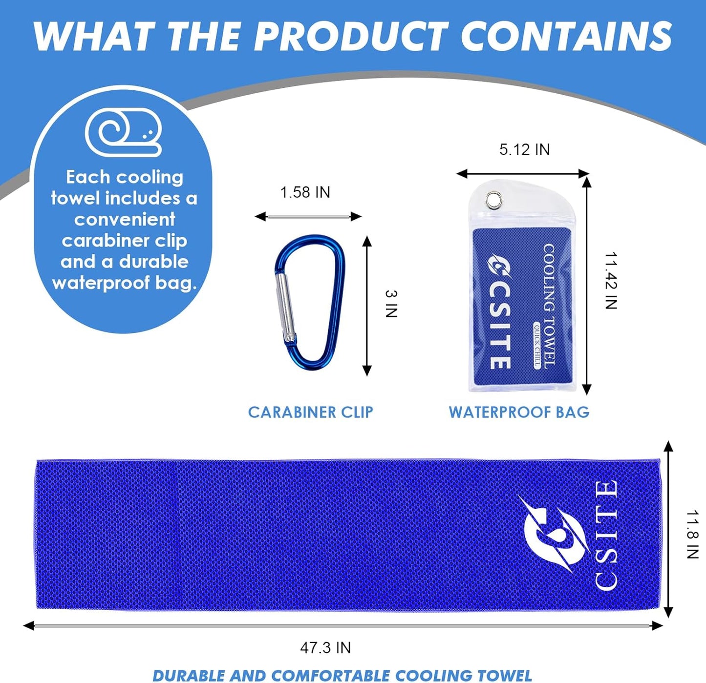 4 Pack Cooling Towels (47"x12") for Neck and Face, Ice Towel for Hot Weather, Soft Breathable Chilly Gym Towels, Microfiber Towel for Work Out, Yoga, Running, Camping & More Activities