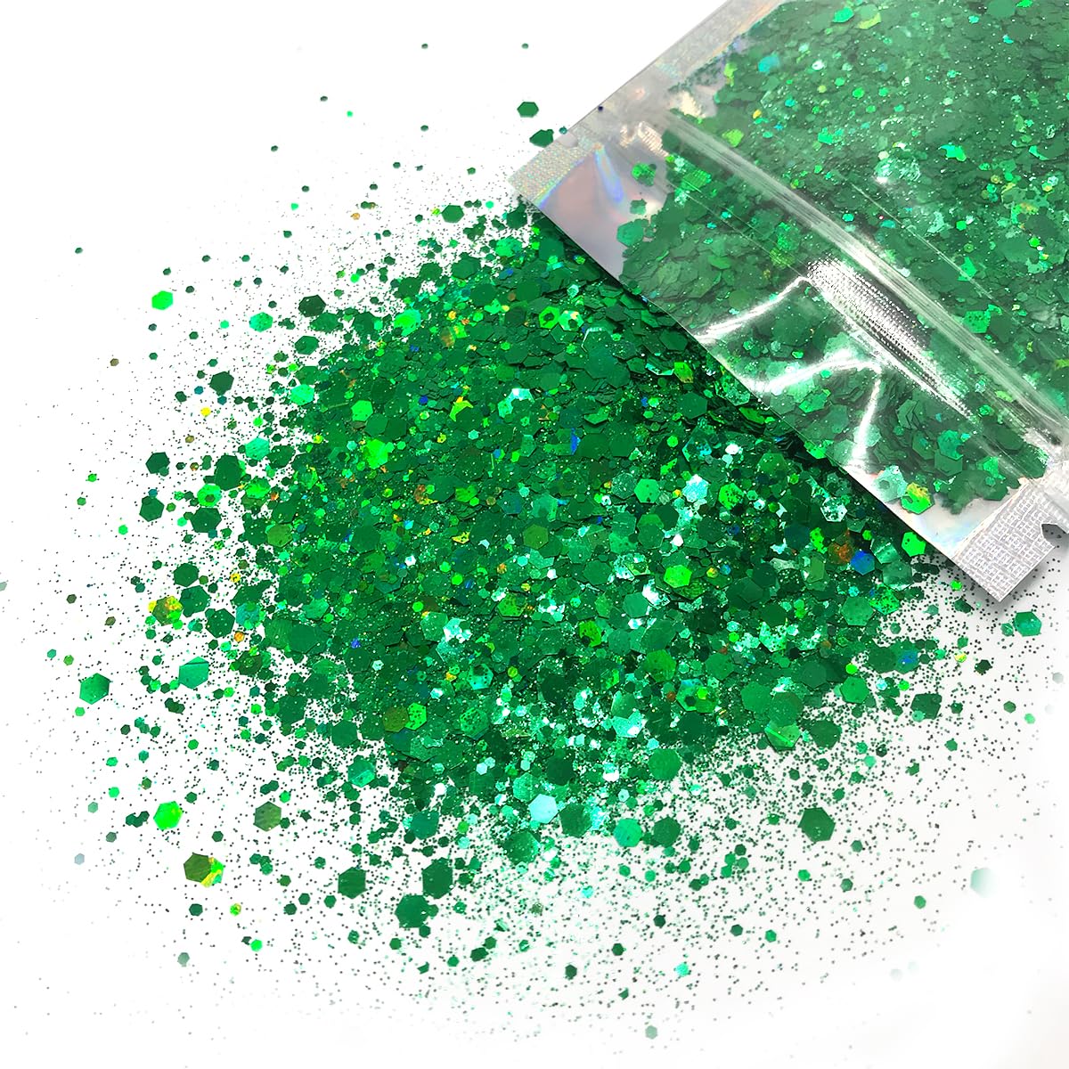 Green Body Glitter - 15g Chunky Holographic Face, Hair, Eye & Body Glitter Set for Women. Rave & Festival Accessories