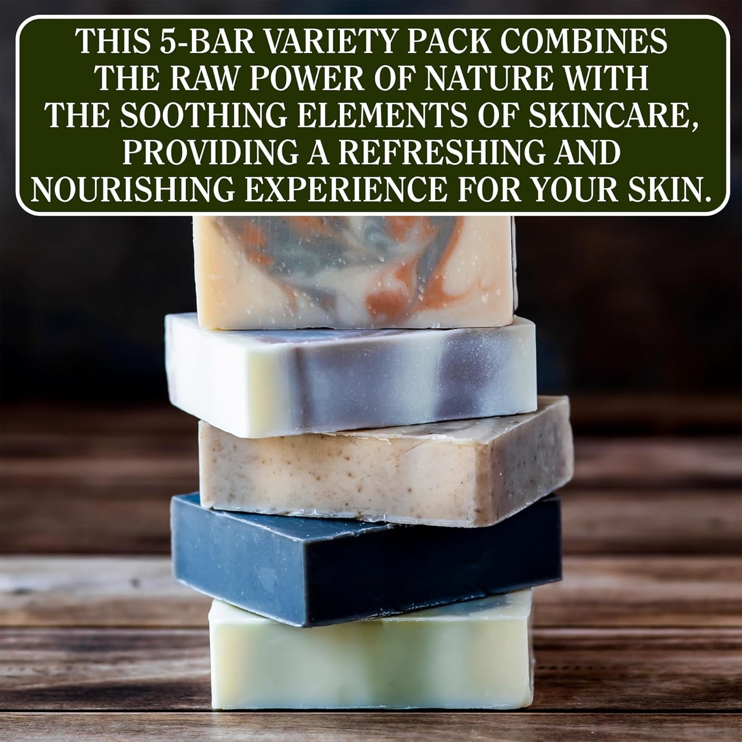 CompassSoap Natural Soap for Men | Skin-Friendly, Hand Made Soap Bar Gift Set | Best Exfoliating and Cleansing Bar Soap for Men | 5 Oz. Variety Pack of 5