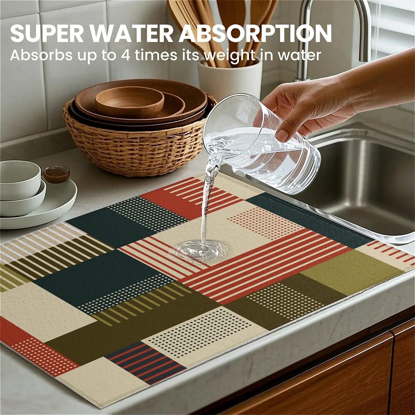 Dish Drying Mat For Kitchen Counter, Personalized Streak Microfiber Absorbent Dish Drainer Rack Pad Reusable Large 18x24in Drying Mat