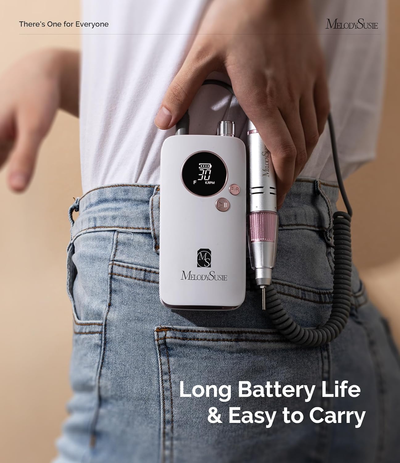 MelodySusie Portable Nail Drill 30000 RPM,SC320F Professional Rechargeable Electric Nail File,Cordless Nail E File for Acrylic Nails Gel Polishing Removing,Efile Nail Kit for Manicure Salon Home,Rose