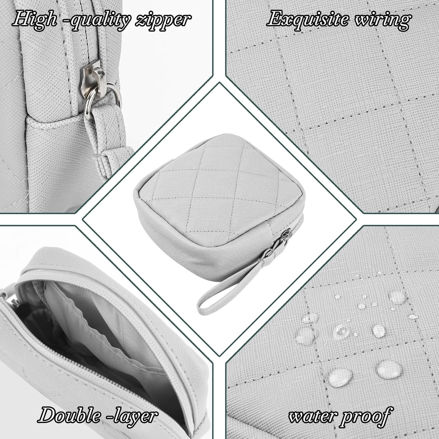 2 Pcs Sanitary Napkin Storage Bag,Period Bag, Period Pouch,Feminine Menstrual Pad Tampon Organizer,Portable Sanitary Pads Pouches First Period Kit for Teen Girls Women Ladies(Black&Grey)