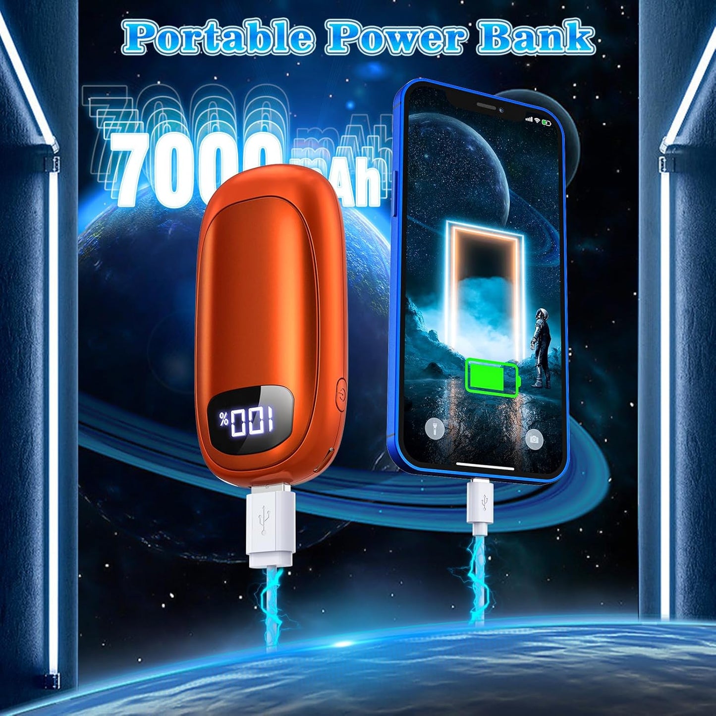 Hand Warmers Rechargeable 2 Pack, Electric Dual-Sided Heating with LED Display & Flashlight, Max 127℉, 13Hrs Long Lasting Pocket Heater for Raynauds, Golf, Hunting Essentials, Gifts for Men Women