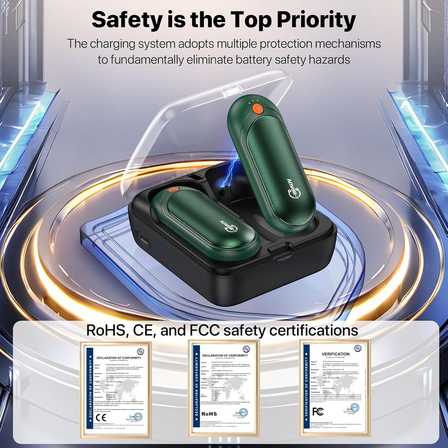 Hand Warmers Rechargeable 2 Pack, 14000mAh Electric Hand Warmers, Smart Chips 24Hrs Long Safe Heat, Portable Pocket Heater, Gifts for Christmas, Outdoor, Golf, Hunting, Camping Accessories