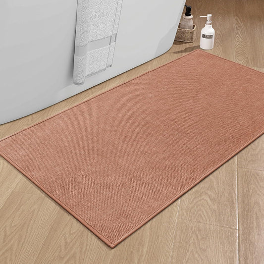 chakme Bathroom Rugs Mat 47x24, Ultra Thin Non Slip Bath Mat Large Quick Dry Absorbent Bath Mat for Bathroom Floor, (Dark Pink, 47"x24")