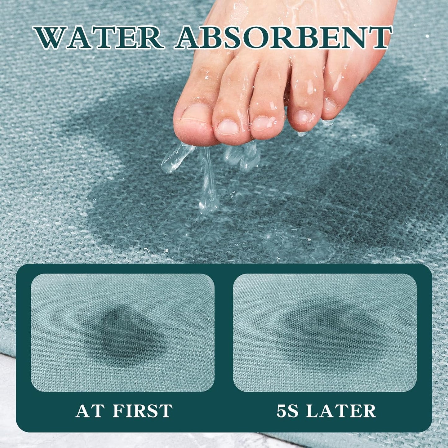 chakme Bathroom Rugs Mat 32x17, Ultra Thin Non Slip Bath Mat Quick Dry Absorbent Bath Mat for Bathroom Floor, (Light Blue, 32"x17")