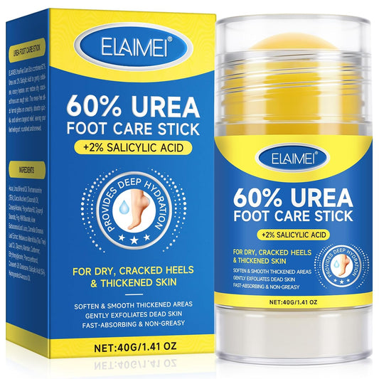 60% Urea Cream Stick plus 2% Salicylic Acid, Maximum Strength Urea Foot Cream Callus Remover for Dry Cracked Heels, Hands, Knees,Exfoliating Moisturizer, Dead Skin Remover Foot Balm 1.4oz (1pcs)