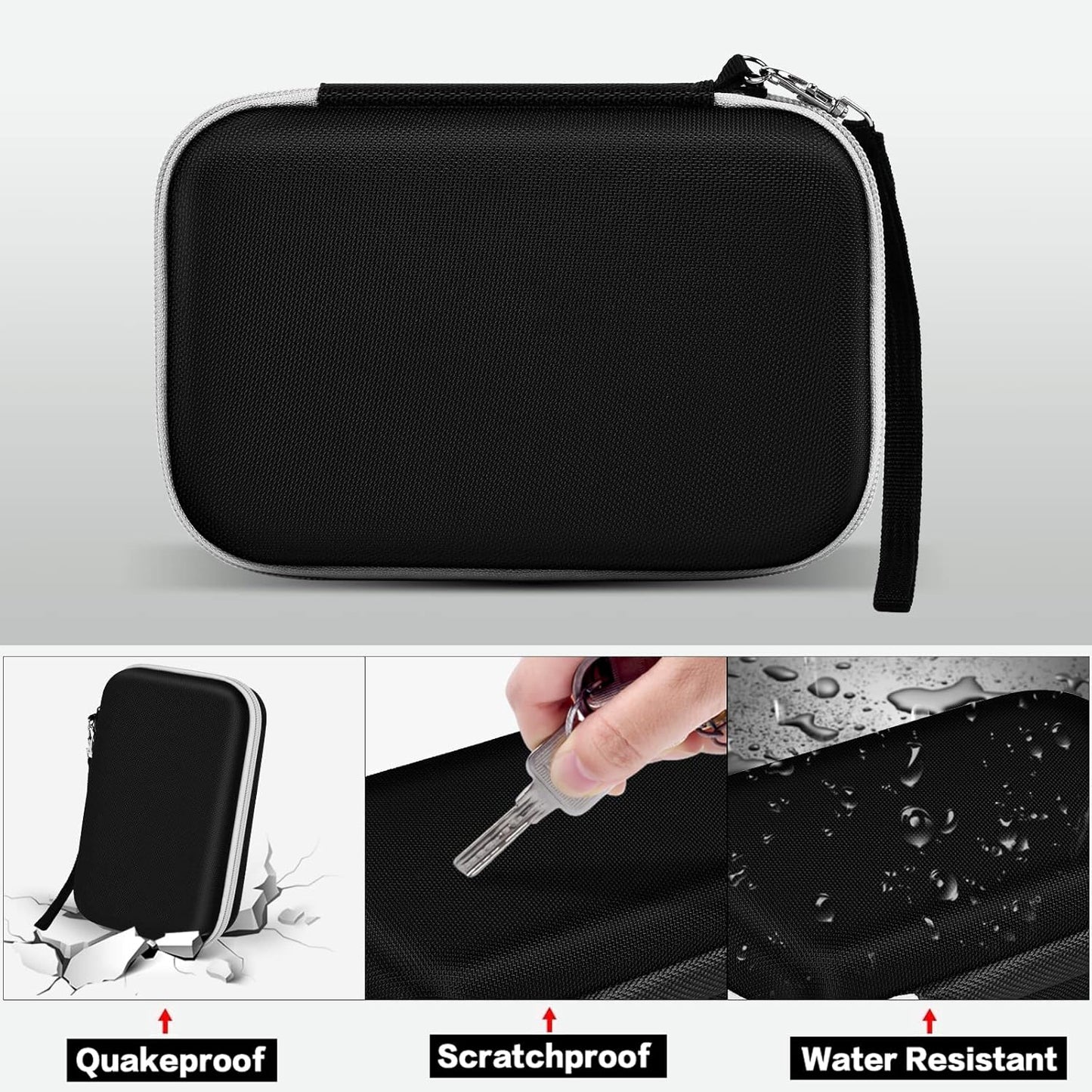 Case for Andis Professional T-Outliner Beard & Hair Trimmer, Model GTO 04780/04710/04603/04775, with Mesh Pocket for Attachment Set - Bag Only (Black+Black Inner)