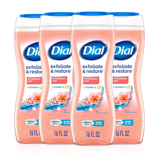 Dial Body Wash, Exfoliate & Restore Himalayan Salt, 16 Fl Oz (Pack of 4)