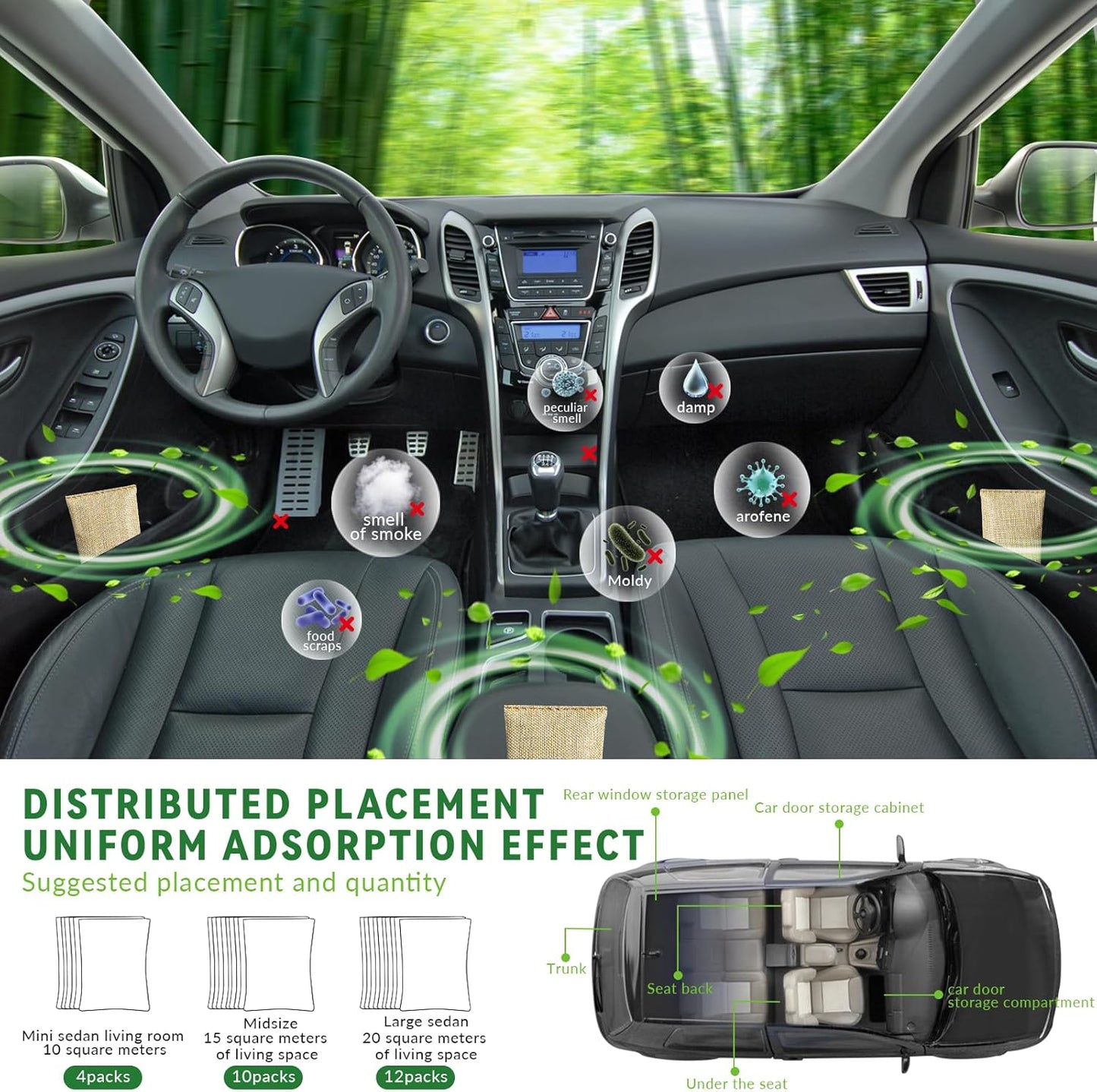 4 Pack charcoal odor absorber,Bamboo Charcoals Air Purifying Bag Charcoals Deodorizer Eliminator for Strong Odors in Car, Closet, Shoe, Basement (75G*4 Pack Beige-3, Unscented)