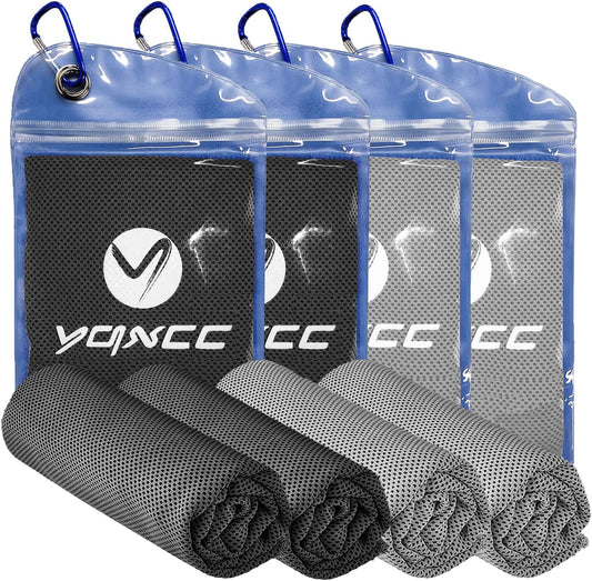 YQXCC Cooling Towels | 4 Pack 47"x12" | Ice Cool for Neck | Microfiber Soft Breathable Chilly | for Yoga, Sports, Golf, Gym, Camping, Running, Fitness, Workout & More Activities