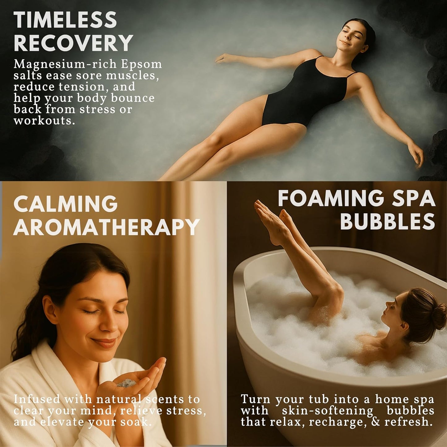 Epsom Salt Plus Bubbles – Lavender Scented Foaming Bath Soak – Magnesium Sulfate for Muscle Recovery, Stress Relief & Relaxation – Great for Aromatherapy – 12 oz