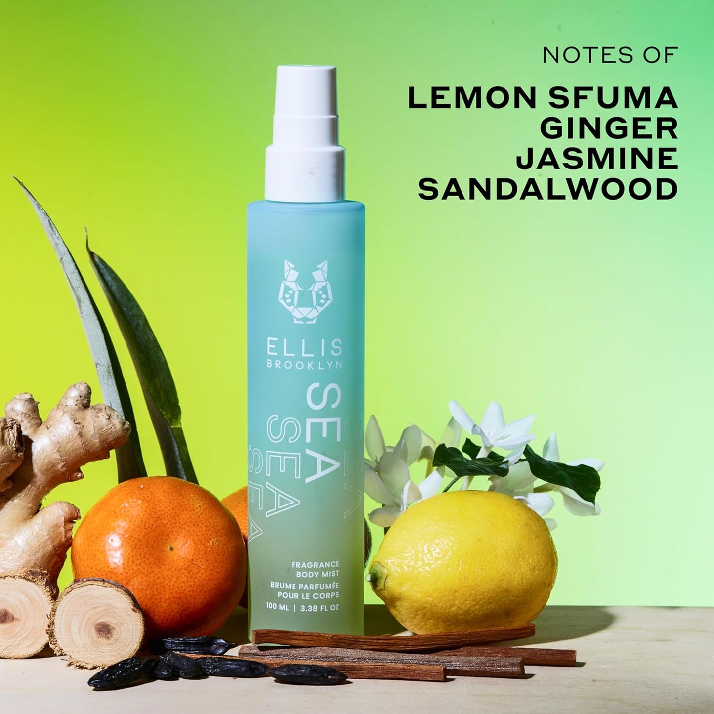 Ellis Brooklyn SEA Hair And Body Fragrance Mist - Aquatic Citrus Perfume with Lemon Sfuma, Pineapple Leaves, & Tonka Bean, Vegan Perfume Mist, Made In The USA, 50ml 1.7 Fl Oz