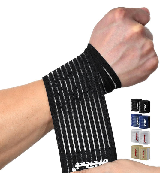 HiRui 2-Pack High-Elastic Wrist Support Straps Wrist Compression Bandage - Wrist Wraps Wristbands for Carpal Tunnel Arthritis Tendonitis Weightlifting Tennis Basketball - Breathable Soft (Black)