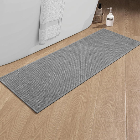 chakme Bathroom Rugs Mat 47x17, Ultra Thin Non Slip Bath Mat Runner Quick Dry Absorbent Bath Mat for Bathroom Floor, (Dark Grey, 47"x17")
