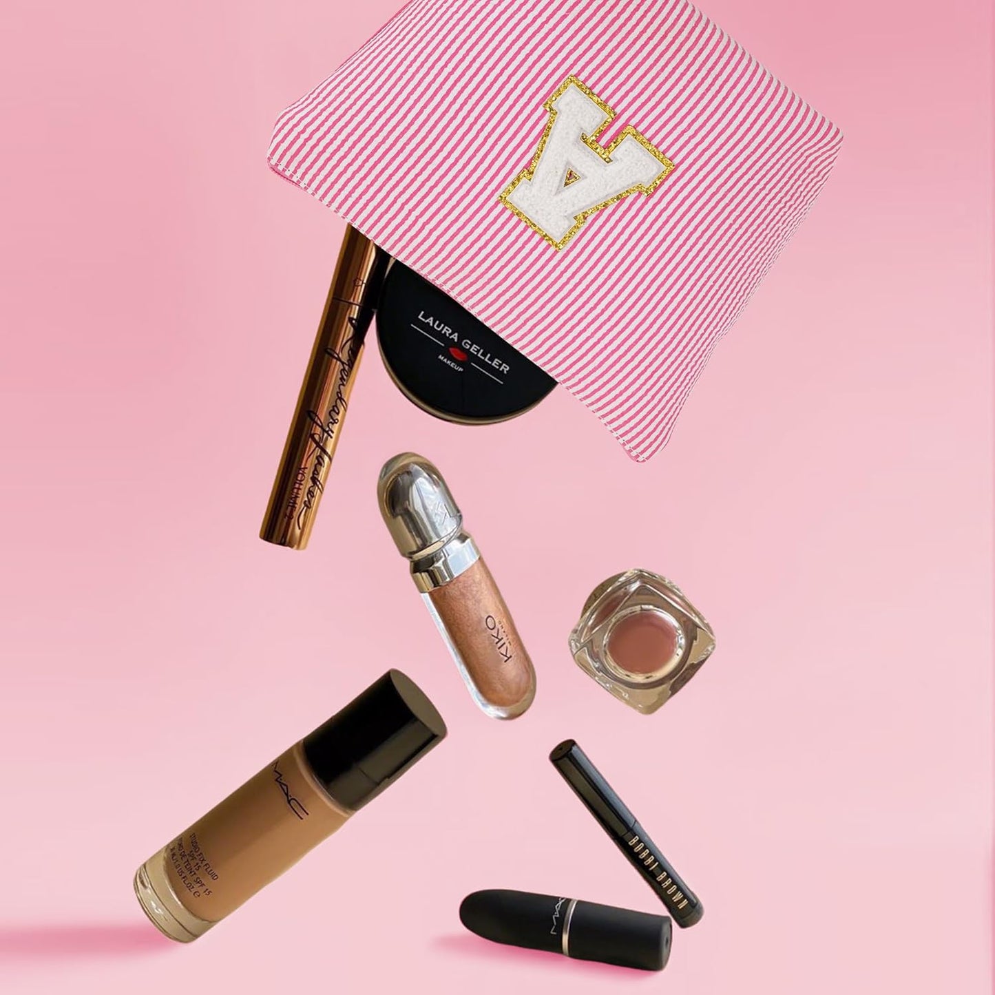 Initial Travel Toiletry Bag for Women - Travel Essentials, Travel Makeup Bag Small Cosmetic Make up Bag Cute Stuff Birthday Gifts for Women Mom Girlfriend Teacher, Blue Letter N