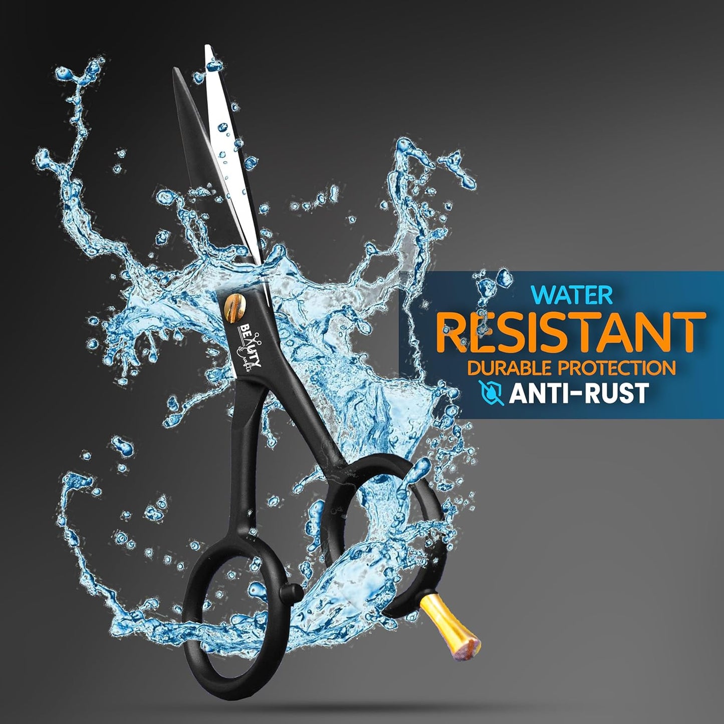 5'' German Beard Mustache Scissor- 2 Mustache Combs for Facial Hair with Beautiful Pouch -Beard Trimming Scissors for Grooming, Cutting, and Styling of Mustache (Black with Folding Comb)