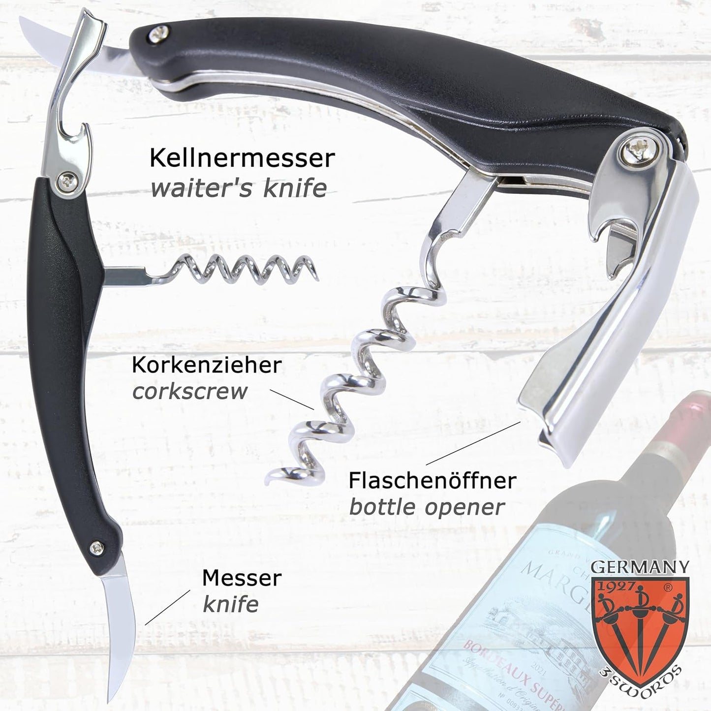 3 Swords Germany - brand quality 5 piece manicure pedicure grooming kit set for professional finger & toe nail care scissors clipper fashion leather case in gift box, Made by 3 Swords (00804)