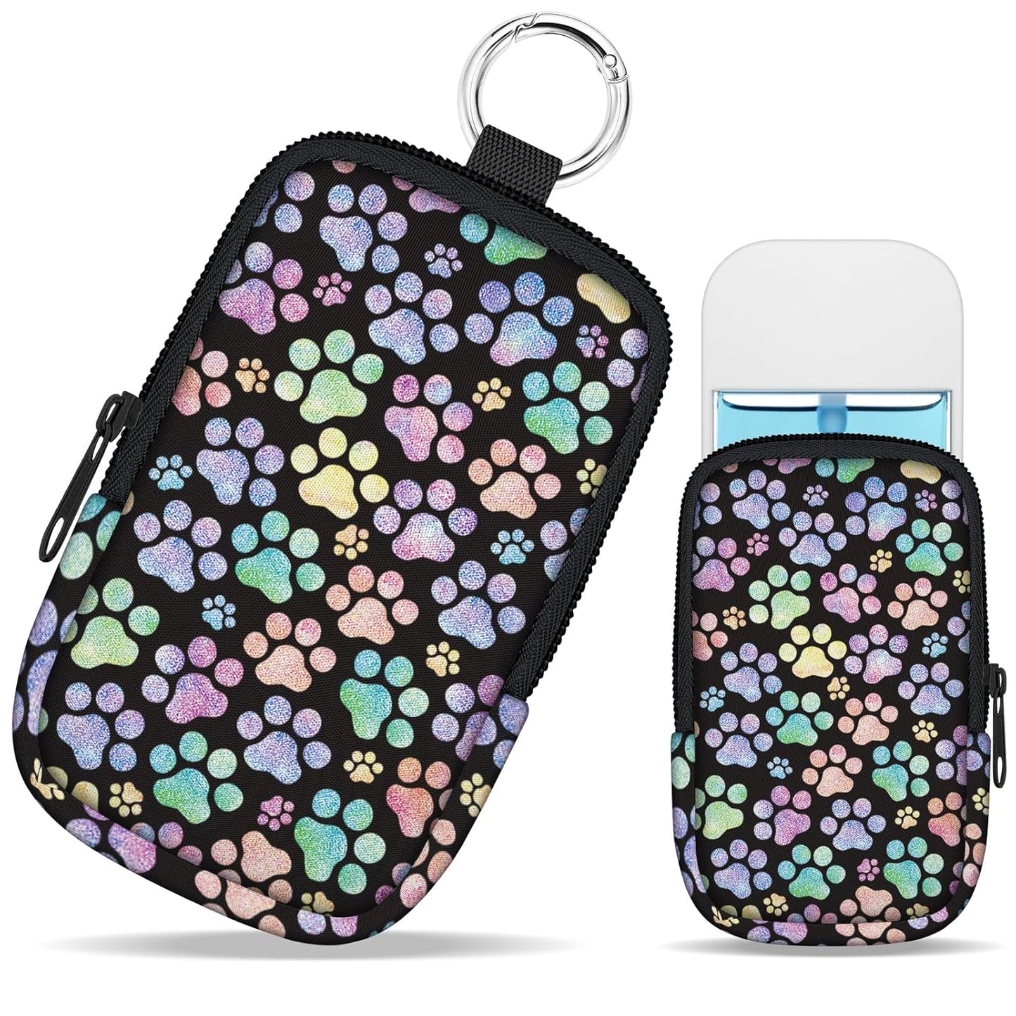 Cute Dog Paw Hand Sanitizer Spray Case, Hand Sanitizer Holder Zippered Pouch, Cat Fashion Accessory with Snap Hook for Glow Mist and Power Mist 1FL OZ