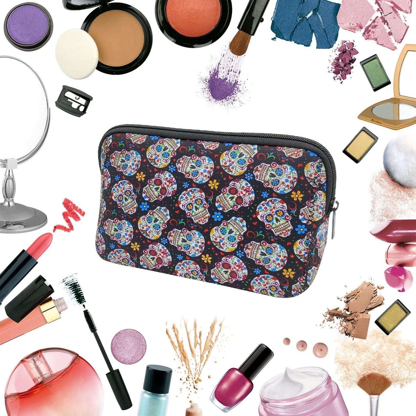 Cosmetic Bag Waterproof Neoprene Zipper Pouch Travel Portable Toiletry Makeup Bags Organizer Case for Women and Girls