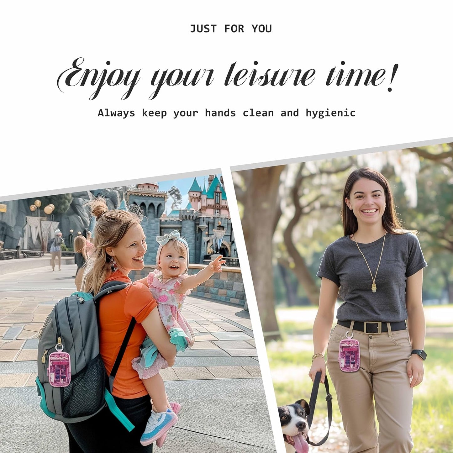 Hand Sanitizer Spray Case, Kawaii White Cats Hand Sanitizer Holder Zippered Pouch, Cute Fashion Accessory with Snap Hook for Glow Mist and Power Mist 1FL OZ