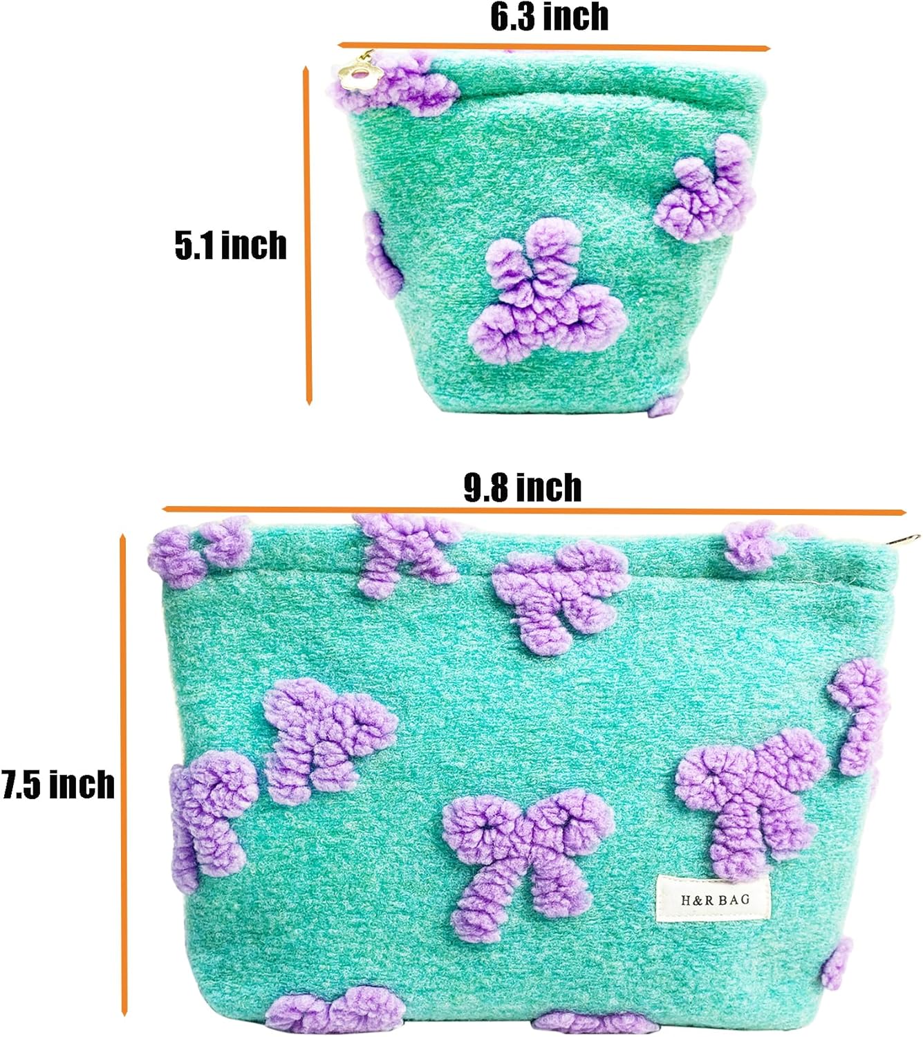 2 Pcs Makeup Bags, Large Cosmetic Bag Travel Toiletry Bag Organizer for Women, Plush Makeup Bag Small Cosmetic Pouch Purse with Zipper Gifts for Girls Teen