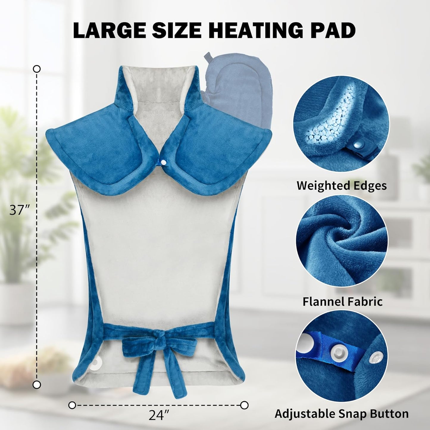 Heating Pad for Neck Shoulder and Back, Fathers Day Dad Gifts, Deeper Pain Relief and Fast Heating Weighted Heat Wrap, Birthday Gifts for Mom Men Dad Wife, ETL Certified, Blue