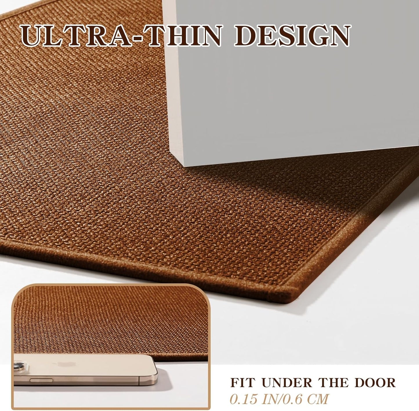 chakme Bathroom Rugs Mat 59x17, Ultra Thin Bath Rug Non Slip Runner Quick Dry Absorbent Bath Mat for Bathroom, (Rust, 59"x17")