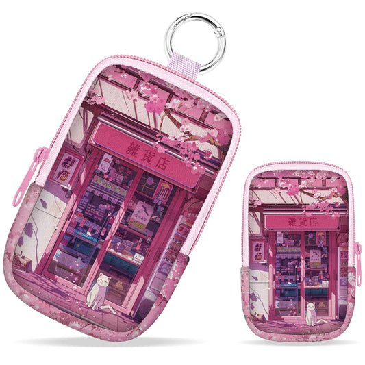 Hand Sanitizer Spray Case, Kawaii White Cats Hand Sanitizer Holder Zippered Pouch, Cute Fashion Accessory with Snap Hook for Glow Mist and Power Mist 1FL OZ