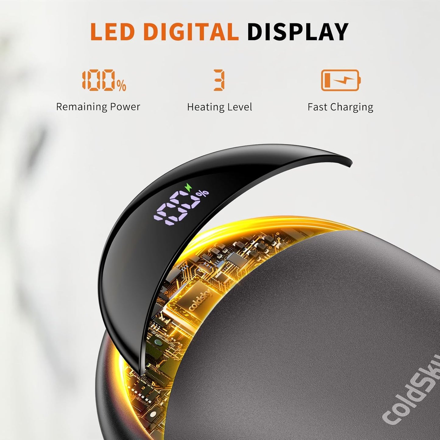 Hand Warmers Rechargeable 2 Pack Magnetic Electric Hand Warmer with Digital Display, Portable Pocket Hand Warmer, for Men Women, Outdoors, Games, Camping, Hunting