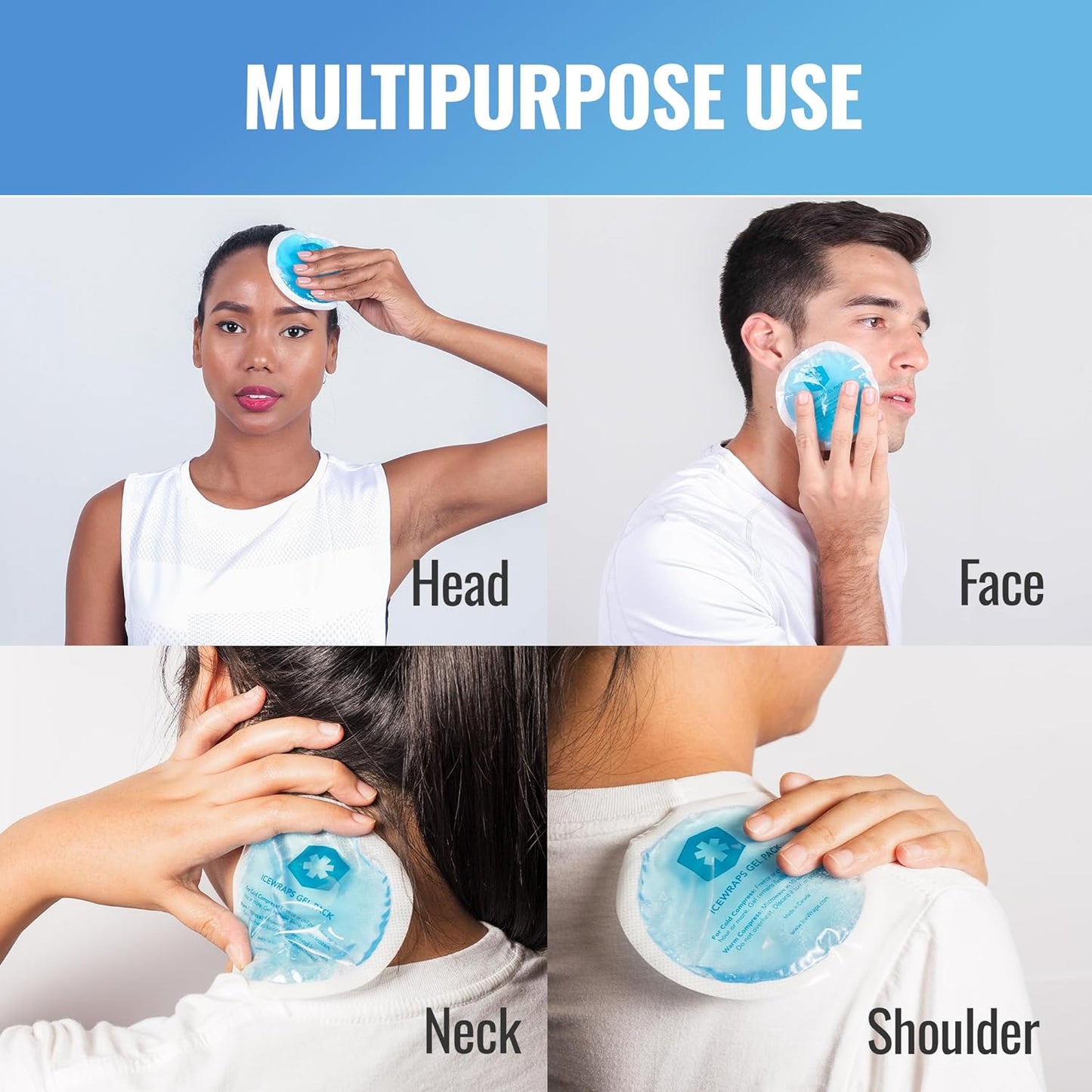 ICEWRAPS Reusable Hot & Cold Gel Packs for Pain Relief - with Clear Backing for Injuries, Surgery, Toothache (5 Packs, 5, Count)