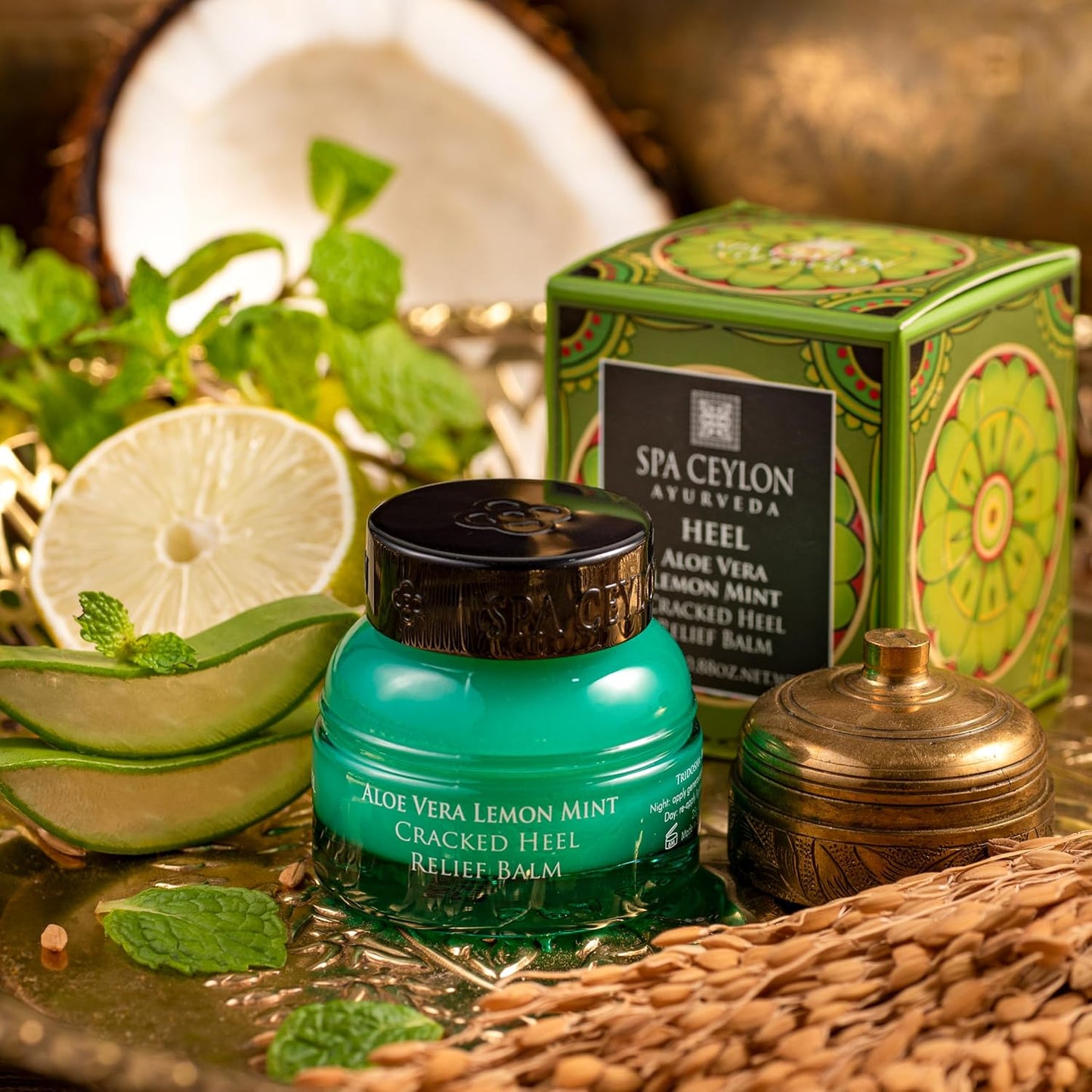SPA CEYLON Aloe Vera Lemon Mint Cracked Heel Relief Balm | Vegan, Organic Heel Cream for Cracked Heel & Dry Feet, 25g