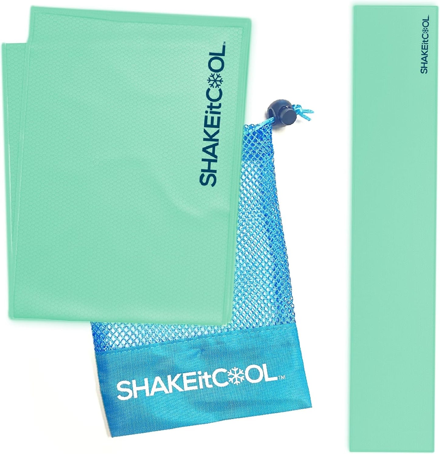 SHAKEitCOOL Original Cooling Towel – Be Cool in Style - Heat Relief, Soft, Lightweight, Sun Protection, Easy Clean - Perfect for Biking, Running, Yoga, Gym, Gardening - Teal