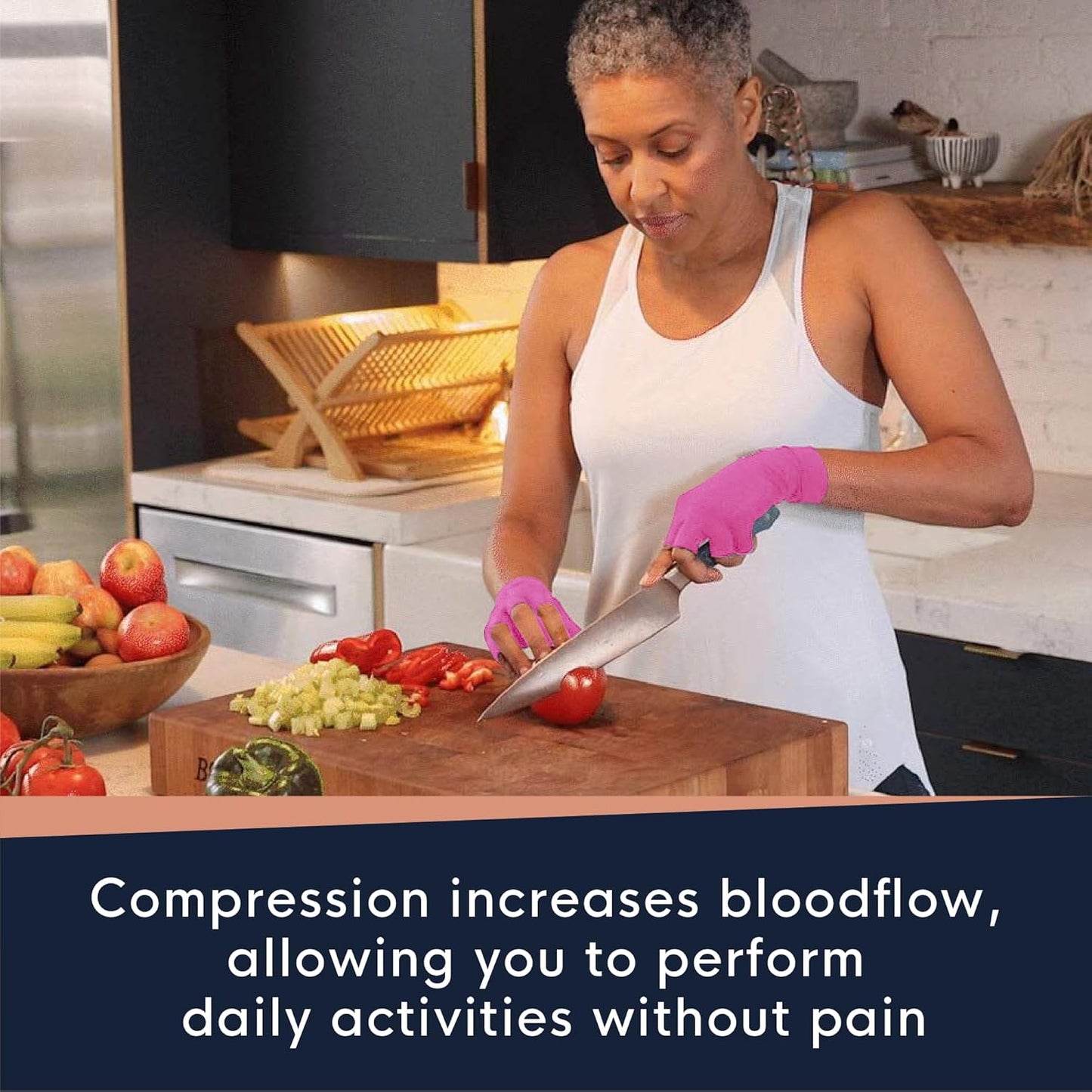 Copper Compression Arthritis Gloves | Fingerless Arthritis Carpal Tunnel Pain Relief for Men & Women | Hand Support Wrist Brace for Neuropathy, Rheumatoid, Tendonitis, Swelling, Crocheting, Typing Pink M