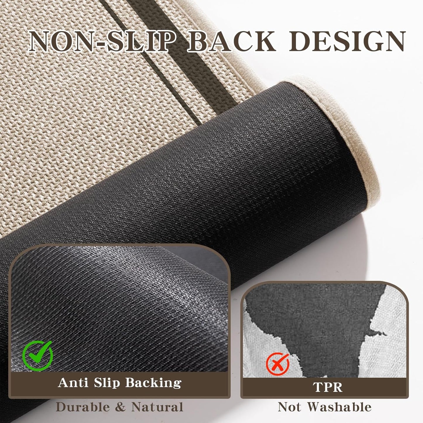 chakme Bathroom Rugs Mat 47x24, Ultra Thin Non Slip Bath Mat Large Quick Dry Absorbent Bath Mat for Bathroom Floor, (Light Beige, 47"x24")