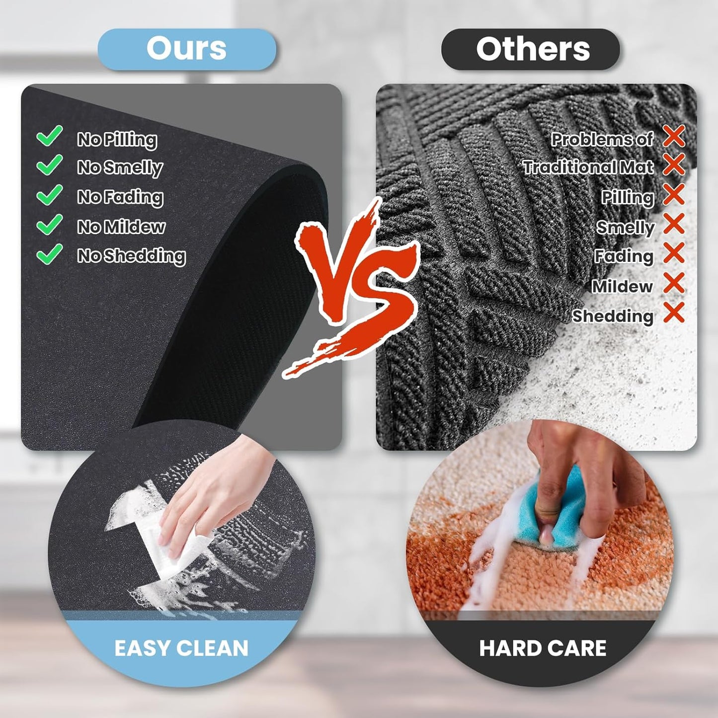 Diatomaceous Earth Bath mat Bathroom Rugs Super Absorbent Quick Dry Non Slip Bath Mat Thin Bathroom Floor Mats Fit Under Door-Shower Rug for in Front of Bathtub Shower, Dark Grey, 19.6"x31.5"