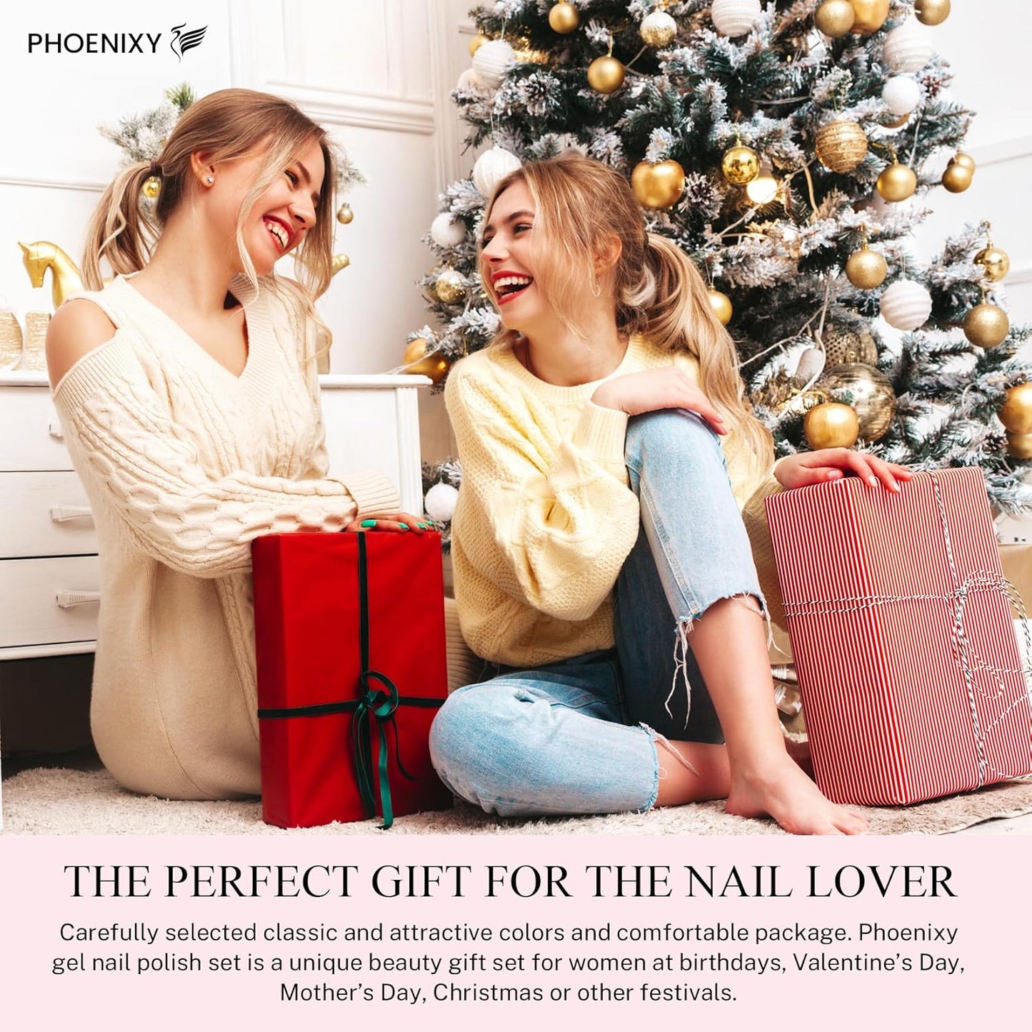 phoenixy 51 Pcs Gel Nail Polish Kit with U V Light, 35 Colours Gel Polish with 5 Pcs Base Top Coat Manicure Starter Nail Polish Set Gifts for Women ST9016