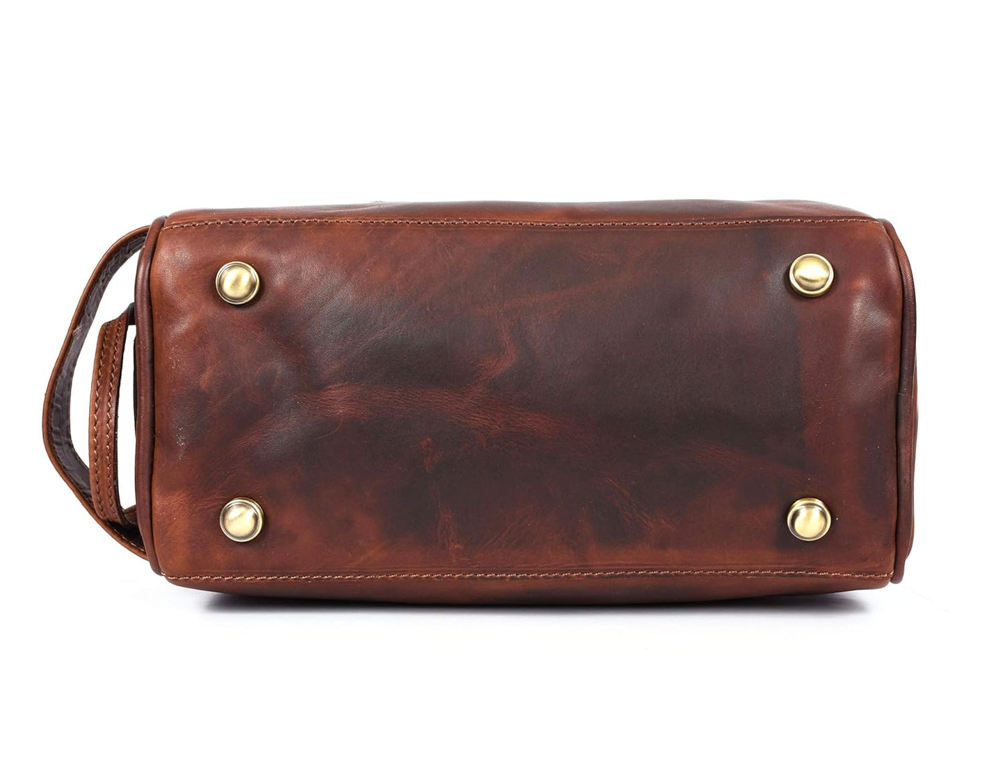 10" Premium Leather Toiletry Travel Pouch With Waterproof Lining Black Color | King-Size Handcrafted Vintage Shaving Kit By Aaron Leather Goods