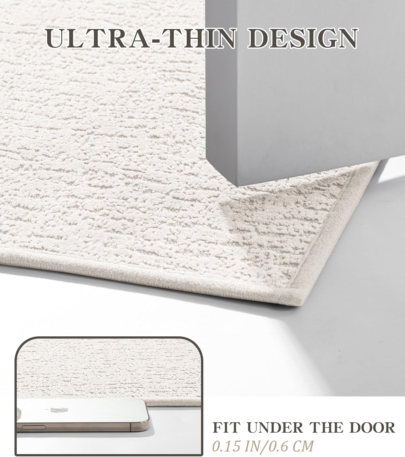 chakme Bathroom Rug Sets 2 Piece, Ultra Thin Bath Mat Quick Dry Bath Mat Set, Absorbent Bath Mat for Bathroom Non Slip Machine Washable, (White, 2 Piece)