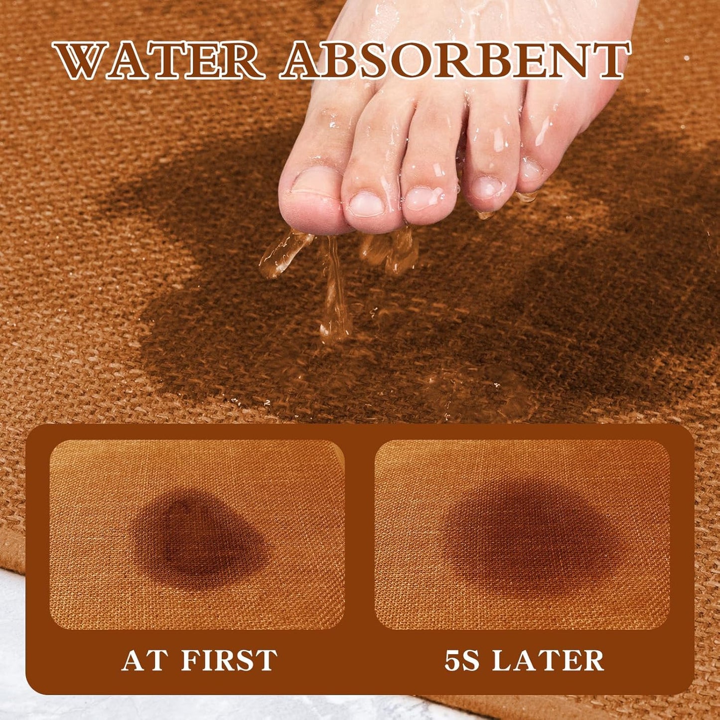 chakme Bathroom Rugs Mat U-Shaped 24x17, Ultra ThinNon Slip Bath Mat Small Quick Dry Absorbent Bath Matfor Bathroom Floor, (Orange, U-24"x17")