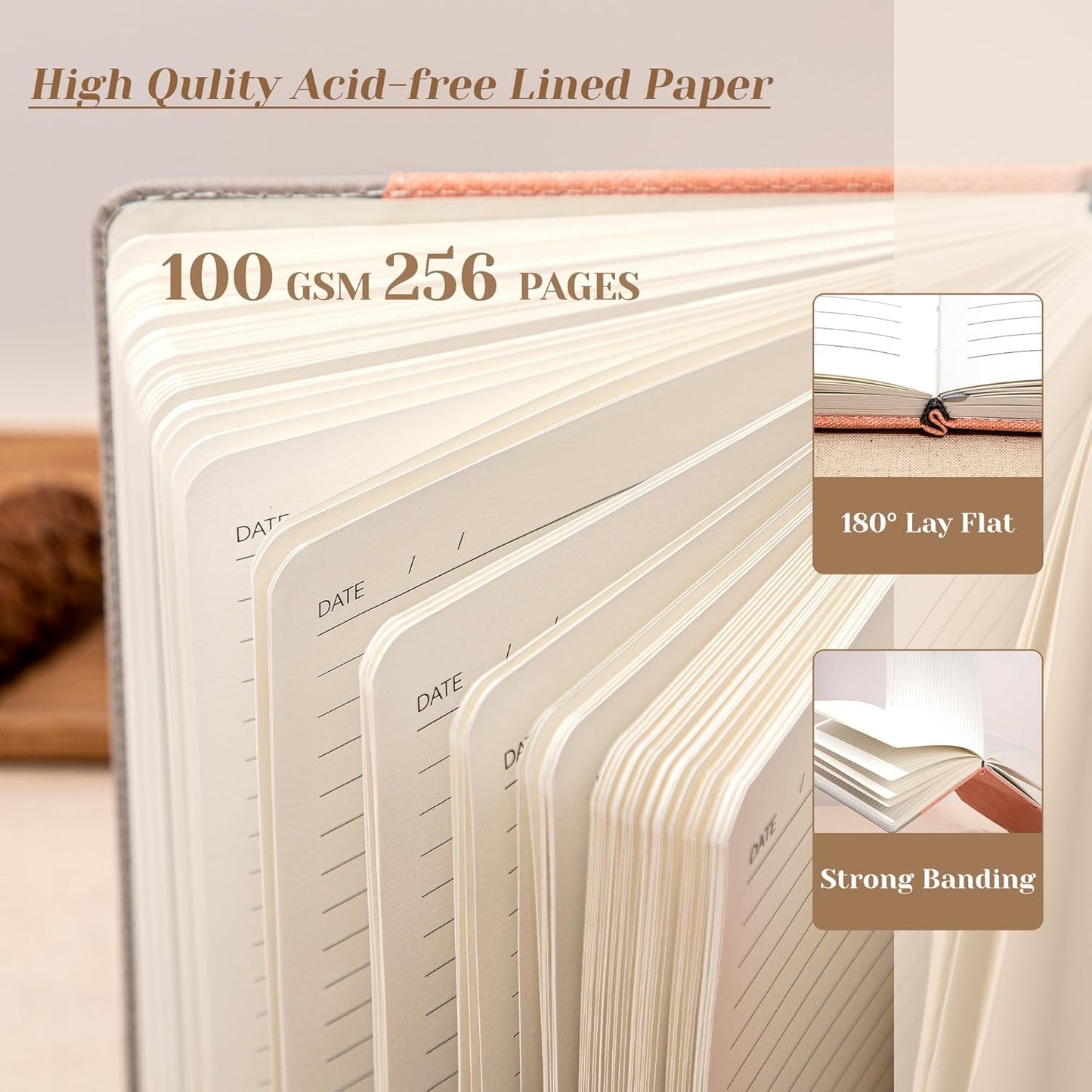 CAGIE Journal Notebook for Women with Magnetic Flap Closure, 256 Pages 100 GSM Elegant Lined Journals for Writing, A5 Hardcover Journal for Note Taking, Gifts Diary for Women, 5.9x8.5In, Pink