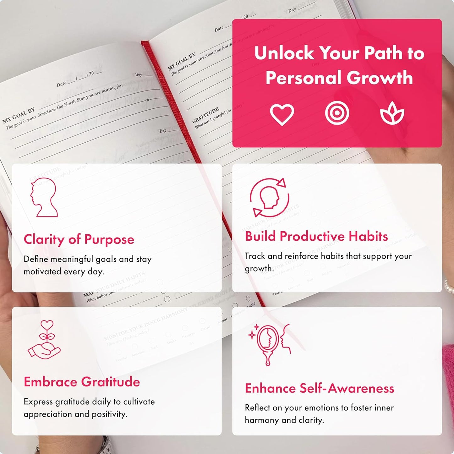 iAmEvolving Journal – Gratitude Journal with Prompts for Goal Setting, Habit Tracking, Mindfulness, Daily Reflection, Affirmations – 2025 Undated Self-Care Notebook for Women & Men (Lavender)